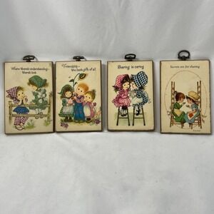 Vintage set of 4 Plaques Norcross inc wall‎ decor Hangings Cartoon  4.5x3"